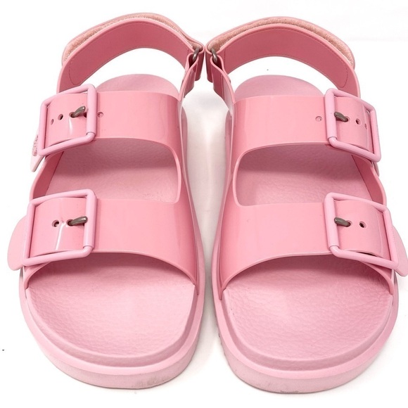 AUTHENTIC GUCCI DOUBLE GG LOGO PINK RUBBER PLATFORM DAD SANDALS SZ 38 or US 8 - Picture 2 of 11